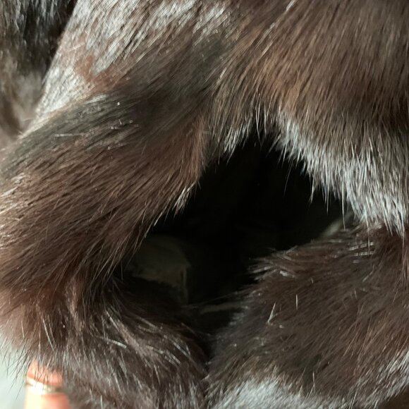 VTG 50s 60s Dark Brown 100% Rabbit Fur Coat Open Front Womens SZ M Pockets EUC - Picture 8 of 10